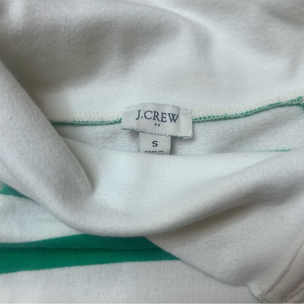 J Crew Women’s Wide Striped Top Green Funnel Neck Lightweight Sweatshirt Size S - Picture 4 of 8